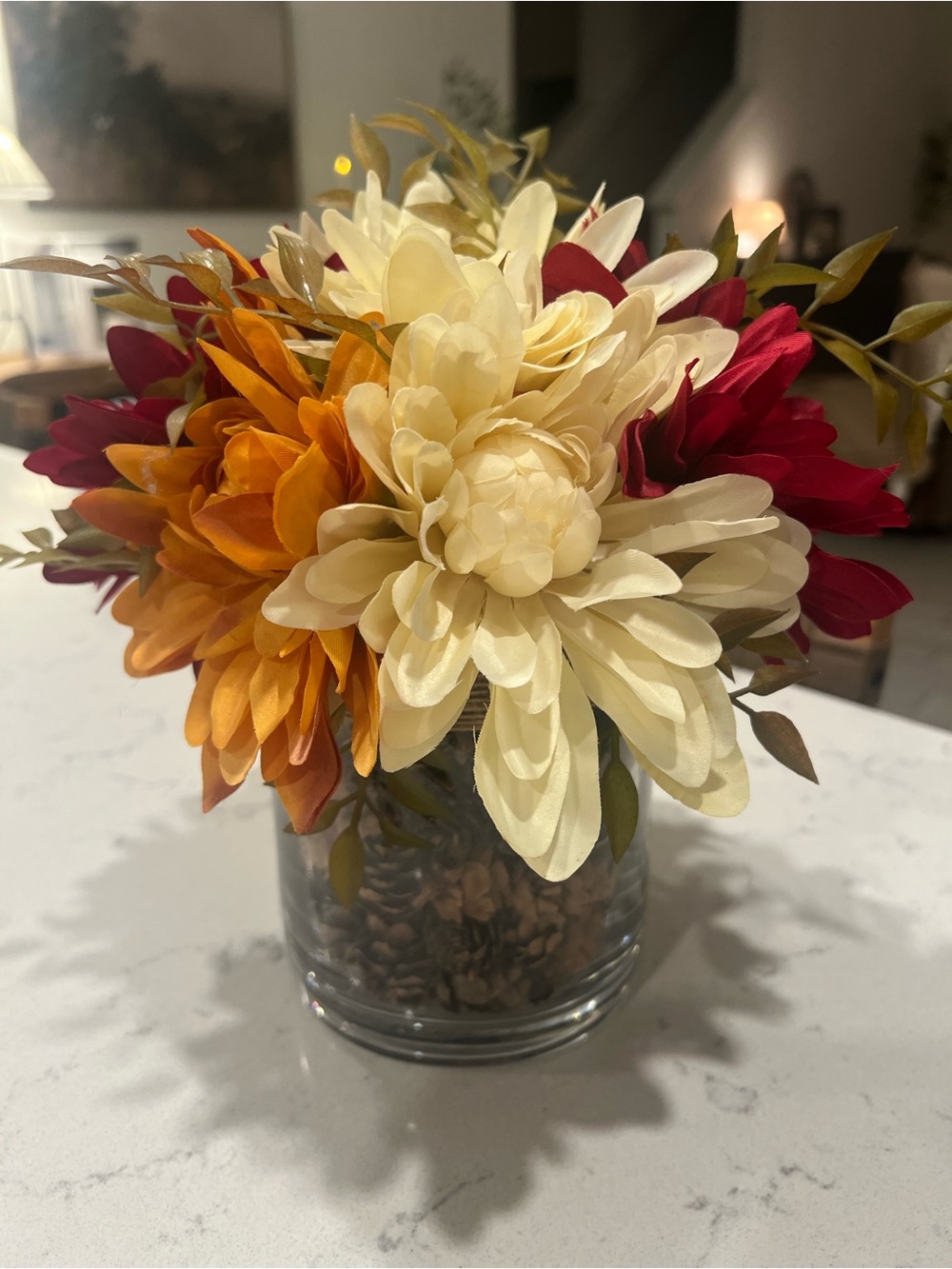 Pier 1 Fall Faux Floral Arrangement - Cream, Orange & Red